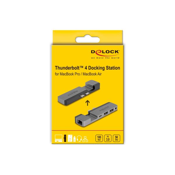 DeLOCK 87757 notebook dock & poortreplicator Docking Thunderbolt 4 Zwart, Grijs (87757)