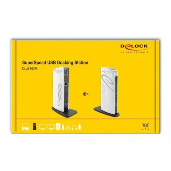 DeLOCK 87771 notebook dock & poortreplicator Bedraad Zwart, Wit (87771)
