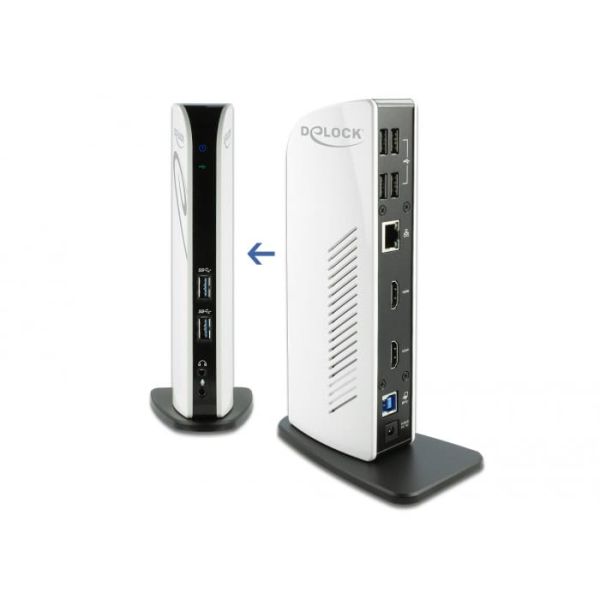 DeLOCK 87771 notebook dock & poortreplicator Bedraad Zwart, Wit (87771)