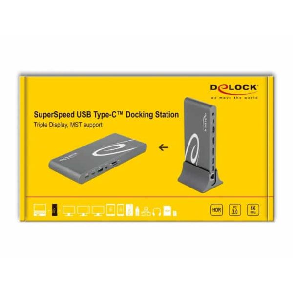 DeLOCK 87772 notebook dock & poortreplicator Bedraad Thunderbolt 3 Grijs (87772)
