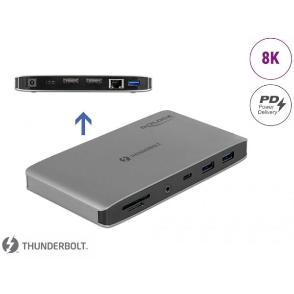 DeLOCK 87777 notebook dock & poortreplicator Bedraad Thunderbolt 3 Grijs (87777)
