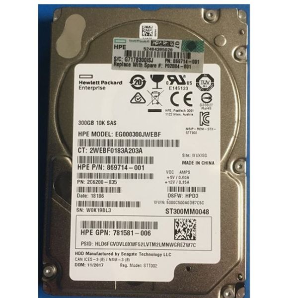 HP SPS-DRV HDD 300GB 10K SFF SAS RW NHP DS (P02884-001)