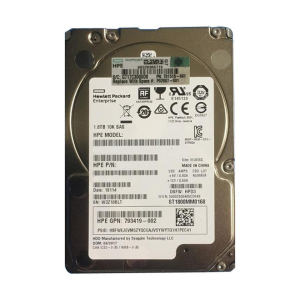HP SPS-DRV HDD 1.8TB 10K SFF SAS RW NHP DS (P02887-001)