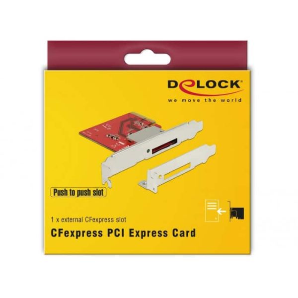 DeLOCK 91748 geheugenkaartlezer PCI Express Intern Metallic, Rood (91748)