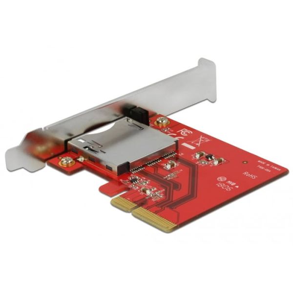 DeLOCK 91748 geheugenkaartlezer PCI Express Intern Metallic, Rood (91748)