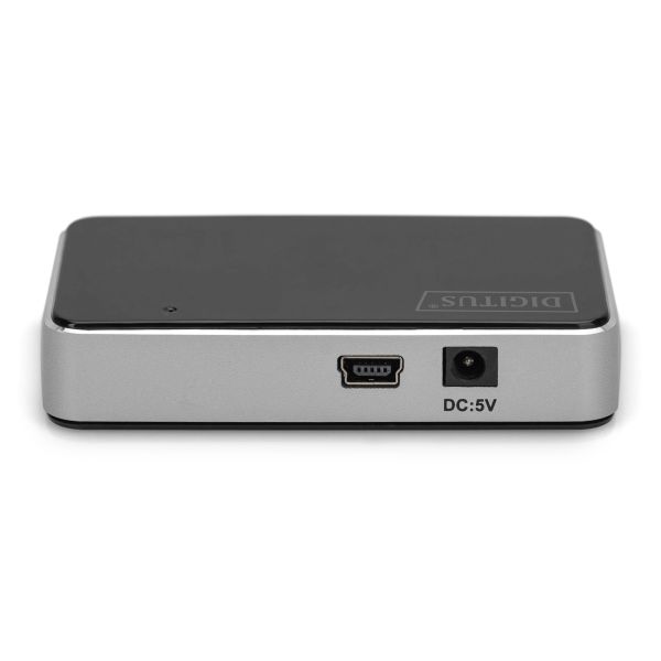 Digitus DA-70220 interface hub USB 2.0 Mini-B 480 Mbit/s Zwart, Zilver (DA-70220)