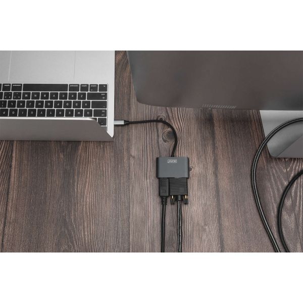 Digitus DA-70827 video kabel adapter 0,2 m USB Type-C DisplayPort + VGA Zwart (DA-70827)