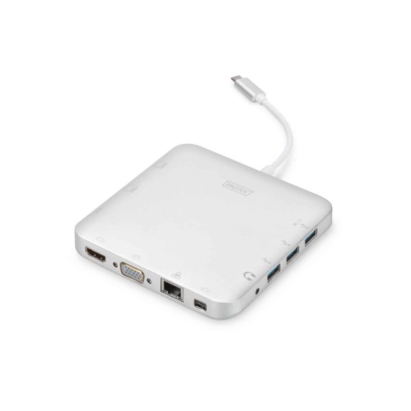 Digitus DA-70863 notebook dock & poortreplicator Bedraad USB 3.2 Gen 2 (3.1 Gen 2) Type-C Zilver (DA-70863)