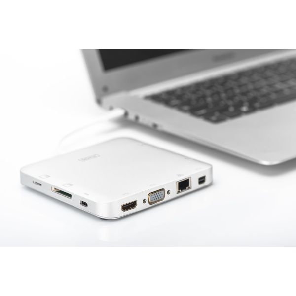 Digitus DA-70863 notebook dock & poortreplicator Bedraad USB 3.2 Gen 2 (3.1 Gen 2) Type-C Zilver (DA-70863)