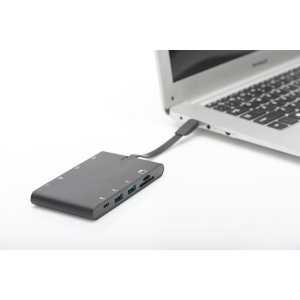 Digitus DA-70865 notebook dock & poortreplicator Bedraad USB 3.2 Gen 1 (3.1 Gen 1) Type-C Zwart (DA-70865)