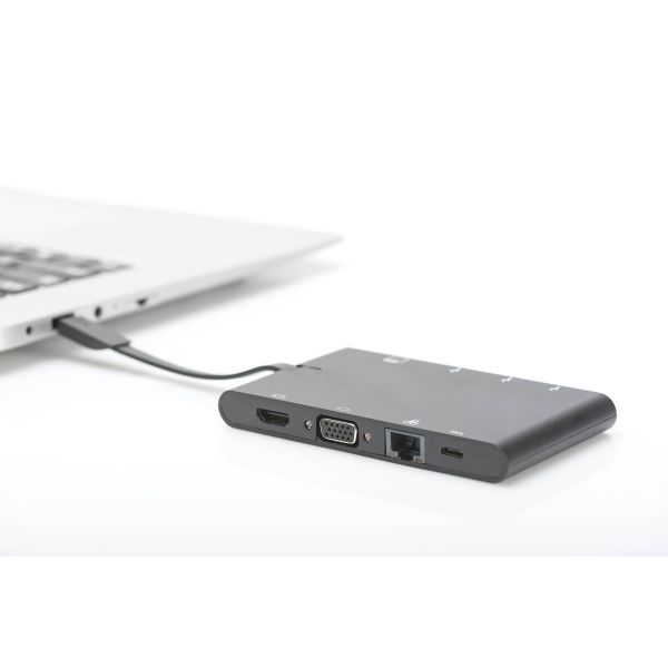Digitus DA-70865 notebook dock & poortreplicator Bedraad USB 3.2 Gen 1 (3.1 Gen 1) Type-C Zwart (DA-70865)