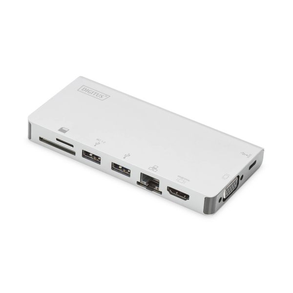 Digitus DA-70866 notebook dock & poortreplicator Bedraad USB 3.2 Gen 2 (3.1 Gen 2) Type-C Zilver (DA-70866)