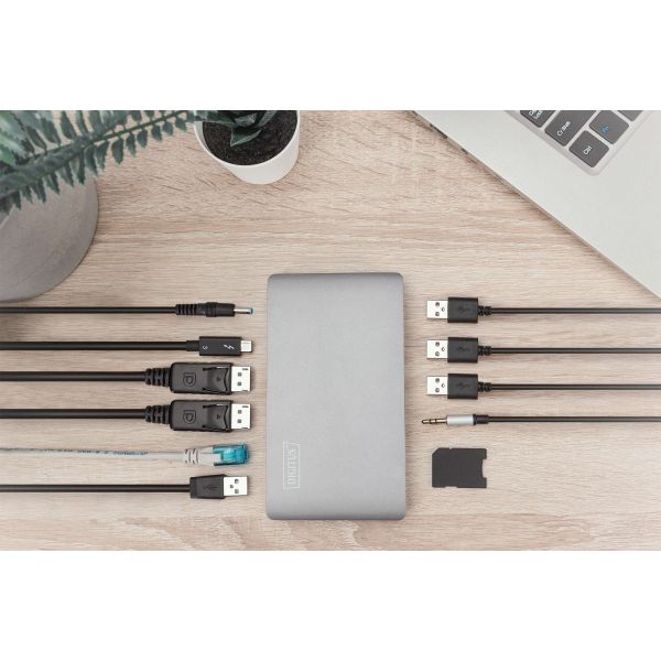 Digitus DA-70895 notebook dock & poortreplicator Bedraad Thunderbolt 3 Zwart, Grijs (DA-70895)