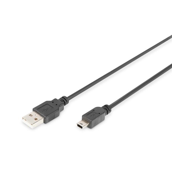 Digitus 1m, USB2.0-A/USB2.0 mini-B USB-kabel USB A Mini-USB B Zwart (DB-300130-010-S)