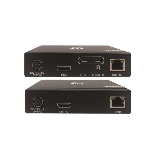 Eaton USB-C to HDMI over Cat6 Extender Kit KVM Support 4K 60Hz 4:4:4 USB PoC HDCP 2.2up to 230 ft. TAA (B127A-1A1-BCBH)