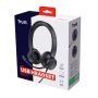 Trust Ayda USB Headset - USB headset voor kantoor en calls – Opklapbare microfoon – Volumeregeling in kabel – Zwart (25088) thumbnail