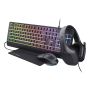 Trust GXT 792 Quadrox toetsenbord Inclusief muis Gamen USB QWERTY Belgisch Zwart (25409) thumbnail