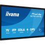 iiyama PROLITE TE7514MIS-B2AG Kiosk-ontwerp 190,5 cm (75") LCD Wifi 435 cd/m² 4K Ultra HD Zwart Touchscreen Type processor Android 24/7 (TE7514MIS-B2AG) thumbnail