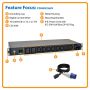 Eaton 3.7kW Single-Phase Local Metered PDU 208 230V Outlets 8 C13 2 C19 IEC-309 16A Blue 8 ft. 2.43 m Cord 1U Rack-Mount TAA (PDUMH16HV) thumbnail