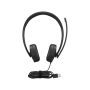 Lenovo 4XD1P83425 hoofdtelefoon/headset Bedraad Hoofdband Oproepen/muziek USB Type-A Zwart (4XD1P83425) thumbnail