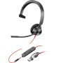 POLY Blackwire 3315 Monaural Microsoft Teams Certified USB-C Headset + 3,5 mm plug + USB-C/A adapter (8X218AA) thumbnail