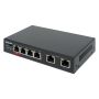 Intellinet 6-poorts Fast Ethernet PoE-netwerk switch, 4x PoE (1x high-power), PoE-budget 65 W, VLANen Extend-modus, 2x uplinkpoorten, geschikt voor bewakingsnetwerken, 3 jaar garantie (561686) thumbnail