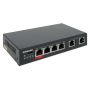 Intellinet 6-poorts Fast Ethernet PoE-netwerk switch, 4x PoE (1x high-power), PoE-budget 65 W, VLANen Extend-modus, 2x uplinkpoorten, geschikt voor bewakingsnetwerken, 3 jaar garantie (561686) thumbnail