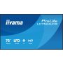 iiyama LH7564UHS-B1AG beeldkrant Digitale signage flatscreen 190,5 cm (75") Wifi 500 cd/m² 4K Ultra HD Zwart Type processor Android 24/7 (LH7564UHS-B1AG) thumbnail