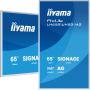 iiyama LH6581UHSG-1AG beeldkrant Interactief flatscreen 163,8 cm (64.5") Wifi 500 cd/m² 4K Ultra HD Wit Type processor Android 10 24/7 (LH6581UHSG-1AG) thumbnail