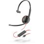 POLY Blackwire C3210 Headset Bedraad Hoofdband Oproepen/muziek USB Type-C Zwart, Rood (209748-104) thumbnail