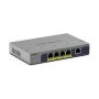 NETGEAR GS105P Unmanaged Gigabit Ethernet (10/100/1000) Power over Ethernet (PoE) Bureaublad-/wandmontage Grijs (GS105P-300EUS) thumbnail