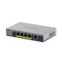 NETGEAR GS105P Unmanaged Gigabit Ethernet (10/100/1000) Power over Ethernet (PoE) Bureaublad-/wandmontage Grijs (GS105P-300EUS) thumbnail