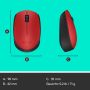 Logitech M171 Red-K muis Ambidextrous RF Draadloos Optisch 1000 DPI (910-004641) thumbnail