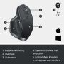 Logitech MX Master 2S Wireless Mouse muis Rechtshandig RF-draadloos + Bluetooth Laser 4000 DPI (910-005966) thumbnail