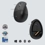 Logitech Lift for Business muis Linkshandig RF-draadloos + Bluetooth Optisch 4000 DPI (910-006495) thumbnail