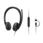 Lenovo VoIP Headset 5000 Bedraad Hoofdband Kantoor/callcenter USB Type-C Zwart (4XD1R88995) thumbnail