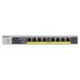 NETGEAR GS108LP Unmanaged Gigabit Ethernet (10/100/1000) Power over Ethernet (PoE) 1U Zwart, Grijs (GS108LP-100EUS) thumbnail