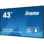iiyama LH4360UHS-B1AG beeldkrant Digitaal A-kaart 108 cm (42.5") LED Wifi 500 cd/m² 4K Ultra HD Zwart Type processor Android 11 24/7 (LH4360UHS-B1AG) thumbnail