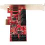 StarTech.com SATA PCIe Kaart, 10 Port PCIe SATA Uitbreidingskaart, 6Gbps, Low/Full Profile, Stacked SATA Connectors, ASM1062 Non-Raid, PCI Express naar SATA Converter/Adapter (10P6G-PCIE-SATA-CARD) thumbnail