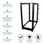 StarTech.com 25U open-frame server rack kast met 4 stijlen met instelbare diepte incl. zwenkwielen/stelpoten en kabelhaken (4POSTRACK25U) thumbnail