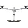 StarTech.com Dual Monitor Stand, Ergonomische Monitorstandaard voor VESA Schermen tot 32" (8kg), Vrijstaande en Scharnierende Universele Monitorsteun/Bureaustandaard, Verstelbare Hoogte, Zilver (ARMDUALSS) thumbnail