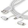 StarTech.com USB oplaadkabel USB naar Lightning / USB-C / Micro-B gevlochten 1 m (LTCUB1MGR) thumbnail