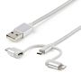 StarTech.com USB oplaadkabel USB naar Lightning / USB-C / Micro-B gevlochten 1 m (LTCUB1MGR) thumbnail