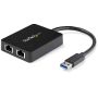 StarTech.com USB 3.0 naar Dual Port Gigabit Ethernet Adapter, USB 3.0 Netwerkadapter NIC met USB Poort, USB naar 2x RJ45 LAN GbE Adapter, USB Passthrough thumbnail