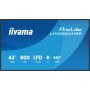 iiyama LH4366UHSB-B1AG beeldkrant Digitale signage flatscreen 109,2 cm (43") LCD Wifi 800 cd/m² 4K Ultra HD Zwart Type processor Android 24/7 (LH4366UHSB-B1AG) thumbnail