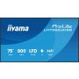 iiyama LH7566UHSB-B1AG beeldkrant Digitale signage flatscreen 190,5 cm (75") LCD Wifi 800 cd/m² 4K Ultra HD Zwart Type processor Android 24/7 (LH7566UHSB-B1AG) thumbnail