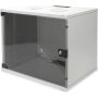 Digitus 4U wall mounting cabinet 19 rack 600x450, glass door, mounted, 60kg, grey (RAL 7035) (DN-W19 04U/450/MD) thumbnail