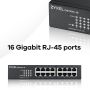Zyxel GS1100-16 Unmanaged Gigabit Ethernet (10/100/1000) (GS1100-16-EU0103F) thumbnail