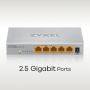 Zyxel MG-105 Unmanaged 2.5G Ethernet (100/1000/2500) Staal (MG-105-ZZ0101F) thumbnail