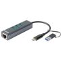 D-Link USB-C/USB naar Gigabit Ethernet-adapter met 3 USB 3.0-poorten DUB-2332 (DUB-2332) thumbnail